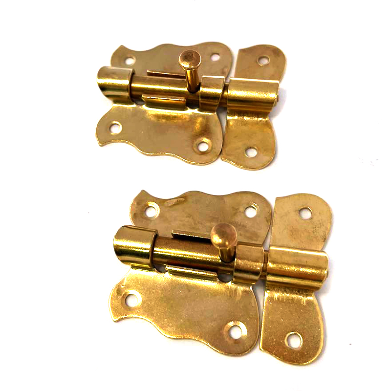 تصویر قفل کشویی پروانه‌ ای طلایی فلزی طول 6 سانتی‌متر بسته 2 عددی