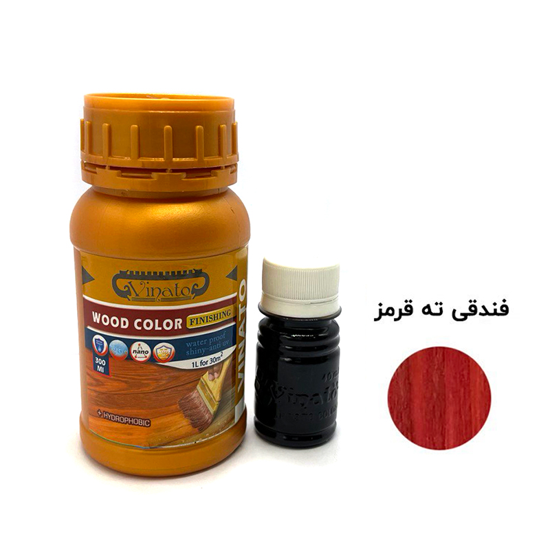 تصویر رنگ چوب فینیشینگ فندقی ته قرمز ویناتو حجم 300 میلی‌لیتر کد 389